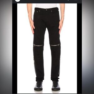 Givenchy Paris Black Biker Zip-Detail Jeans – Slim Fit  Denim – Size 34